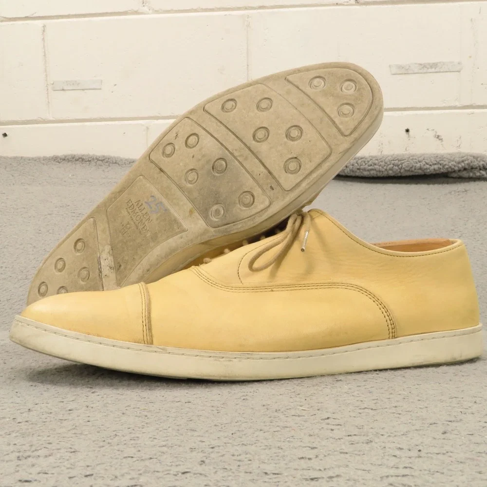 Allen Edmonds Shoes Men 11 E Park Avenue Courtside Sneakers Cream Parchment Bone